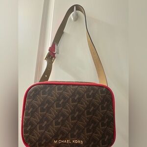 Michael Kors Brown and Red Belt Bag NWT